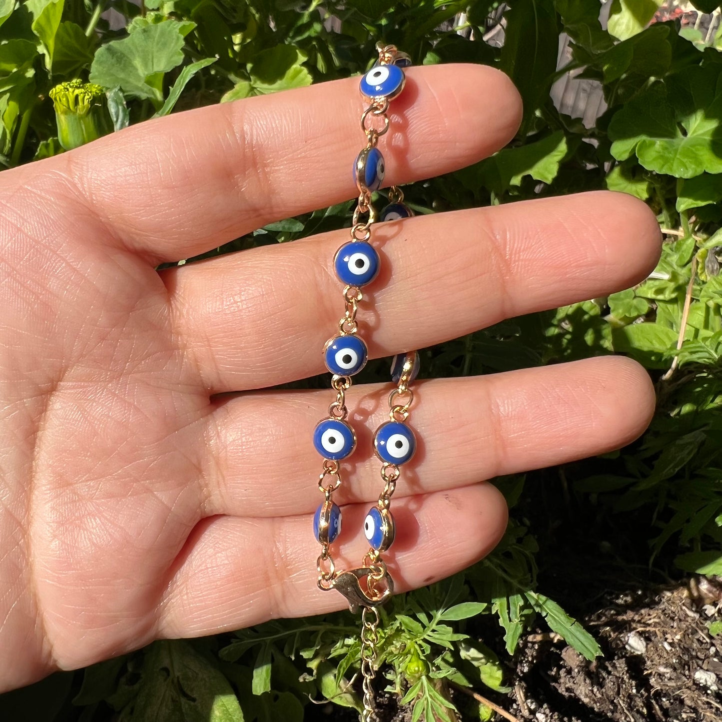 Evil Eye Blue and Gold Bracelet