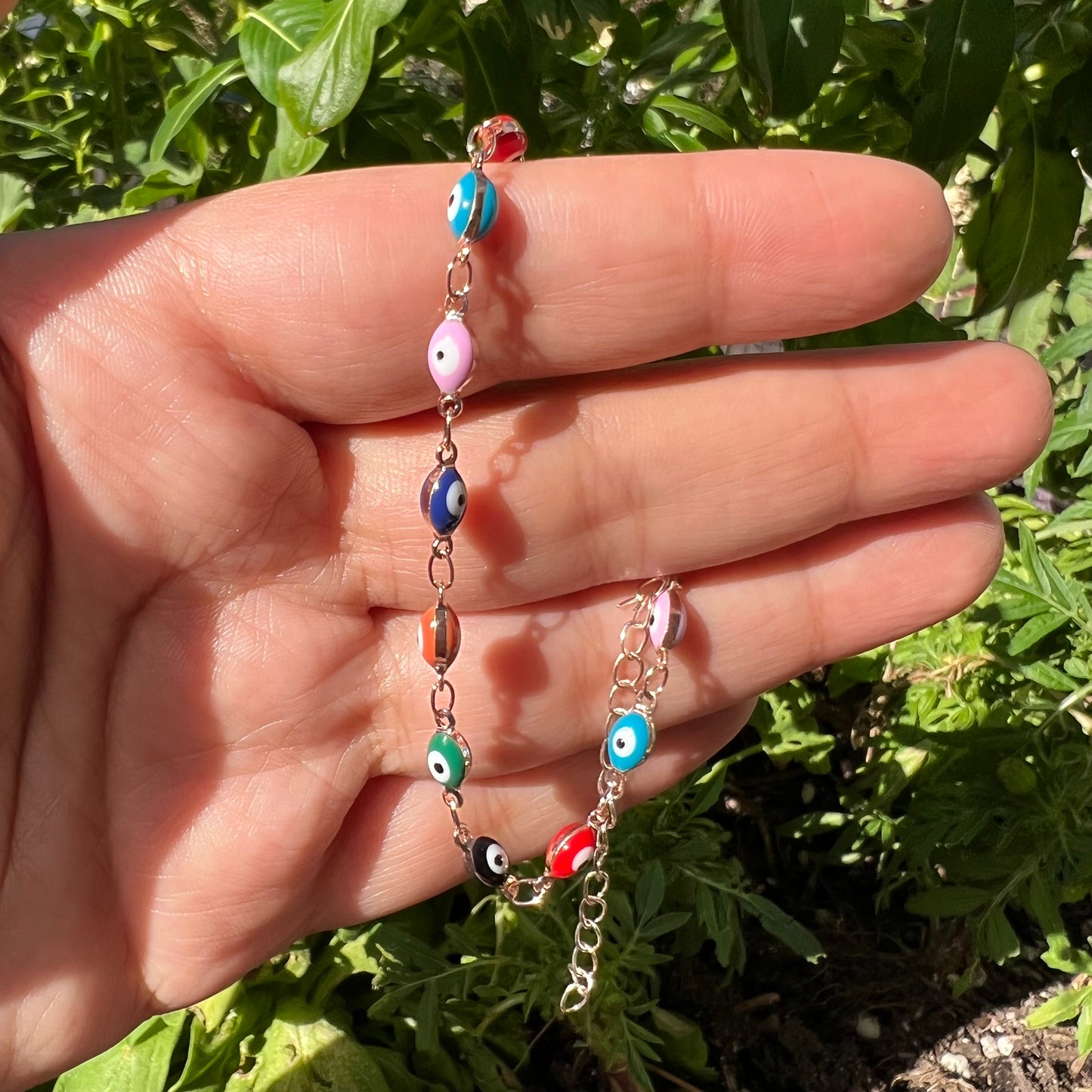 Evil Eye Rainbow and Silver Bracelet