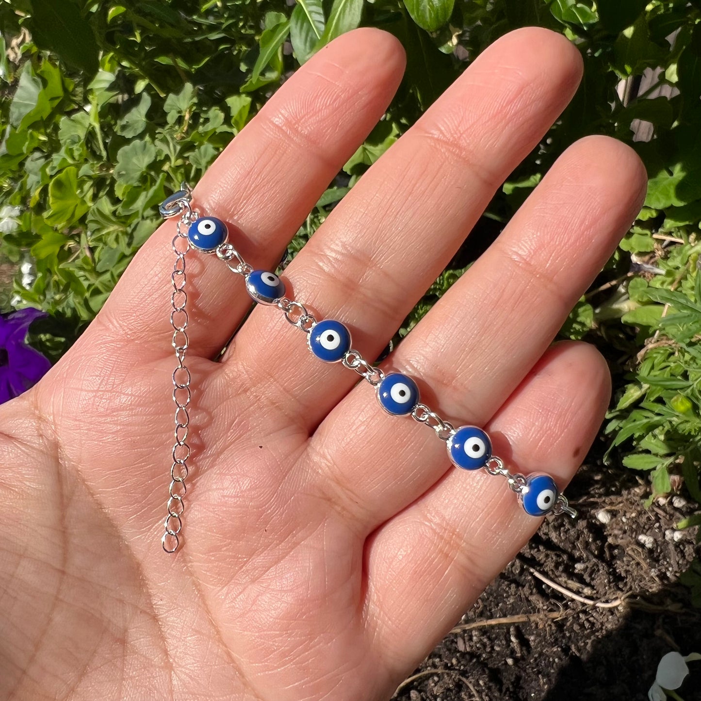 Evil Eye Silver and Blue Bracelet