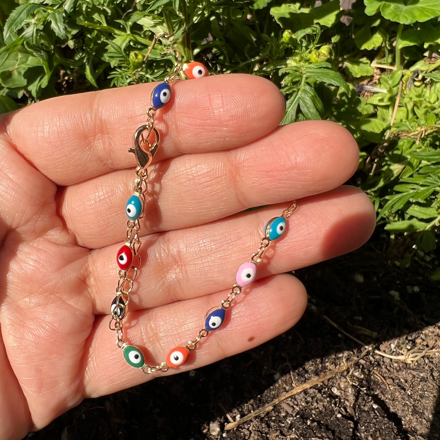 Evil Eye Rainbow and Gold Bracelet